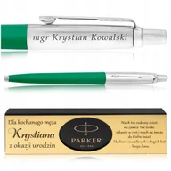 Długopisy - DŁUGOPIS PARKER JOTTER ZIELONY + ELEGANCKIE PUDEŁKO Z DEDYKACJĄ + GRAWER - miniaturka - grafika 1