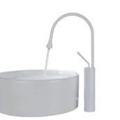 Baterie umywalkowe - Bateria łazienkowa z obrotowym ramieniem 360° i konstrukcją kroplową, biała, wersja wysoka - miniaturka - grafika 1