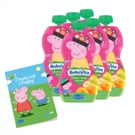 Desery dla dzieci - BoboVita Zestaw Świnka Peppa Mus gruszka z bananem i morelą po 6 miesiącu Zgrzewka + Kolorowanka Peppa GRATIS 6 x 100 g - miniaturka - grafika 1