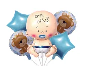 Baby shower i roczek - Zestaw balonów Baby Boy , Baby Shower, z misiem, 5 el. - miniaturka - grafika 1