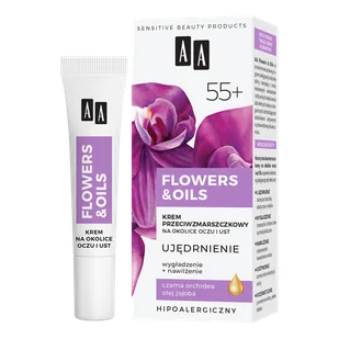 Flowers&Oils 55+ Ujędrnienie krem przeciwzmarszczkowy na okolice oczu i ust 15 ml - Kremy do twarzy - miniaturka - grafika 1