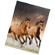 Koce i narzuty dla dzieci - Koc dziecięcy Horses brązowy, 150 x 200 cm - miniaturka - grafika 1