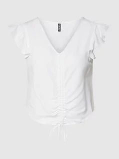 Koszulki i topy damskie - Top krótki z dekoltem w serek model ‘MILANO’ - grafika 1