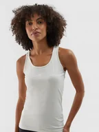 Koszulki sportowe damskie - Damski top treningowy 4F 4FWAW24TFSLF411 - biały - miniaturka - grafika 1