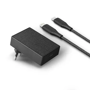 UNIQ UNIQ Ład. siec. Votre Slim USB-C PD 18W MFI + kabel USB-C na lightning czarny/charcoal black - Ładowarki do telefonów - miniaturka - grafika 1
