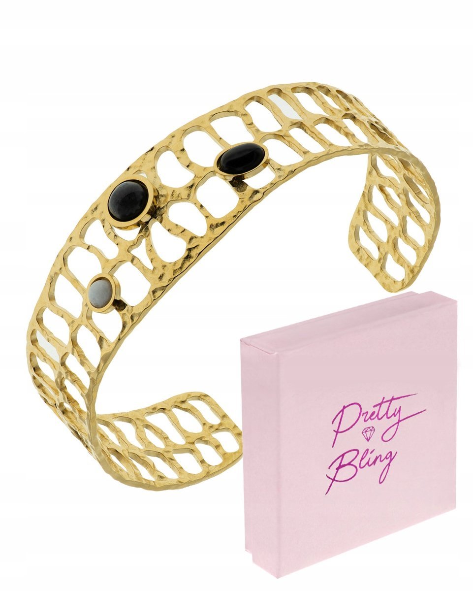 Bransoletka damska POZŁACANA bangla KAMIENIE ażur