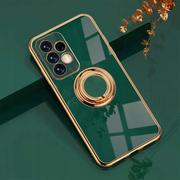 Etui i futerały do telefonów - Alogy Etui TPU Luxury Ring Case z uchwytem na palec do Samsung Galaxy A53 5G zielone ze złotą ramką - miniaturka - grafika 1