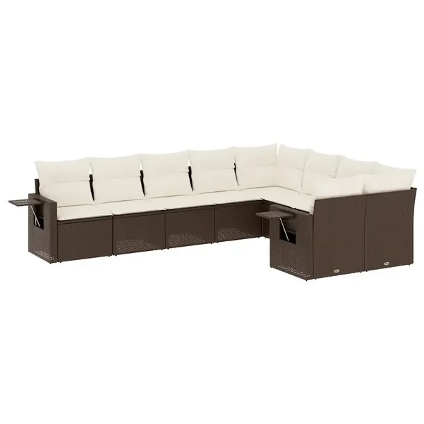 Zestaw mebli ogrodowych brązowy, rattan PE, wymiary 62 x 62 x 69 cm