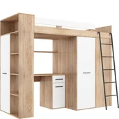 Łóżka dla dzieci i młodzieży - Łóżko Piętrowe Verana Prawe Sonoma Jasna / Biały Mat MebloCross Biały, Sonoma Jasna - miniaturka - grafika 1