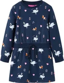 Sukienki i spódniczki dla dziewczynek - vidaXL Sukienka dziecięca z długimi rękawami, w łabędzie, granatowa, 140 - miniaturka - grafika 1