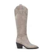 Półbuty męskie - Damskie kowbojki zamszowe szare - miniaturka - grafika 1