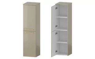 Słupek Łazienkowy RON 35 cm 2D Lewy - Cappuccino Wysoki Połysk - Uchwyty Złote Szczotkowane - Szafki łazienkowe - miniaturka - grafika 1