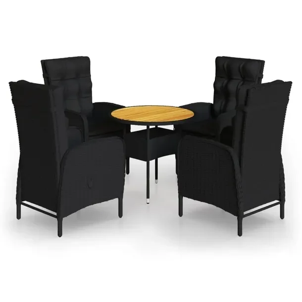 Stylowy zestaw bistro z polirattanu, czarny, stół 80x75 cm, 4 krzesła 58