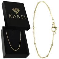 Bransoletki - Bransoletka Nogę na kostkę złota z kulkami ze stali 316L Elegancka - miniaturka - grafika 1