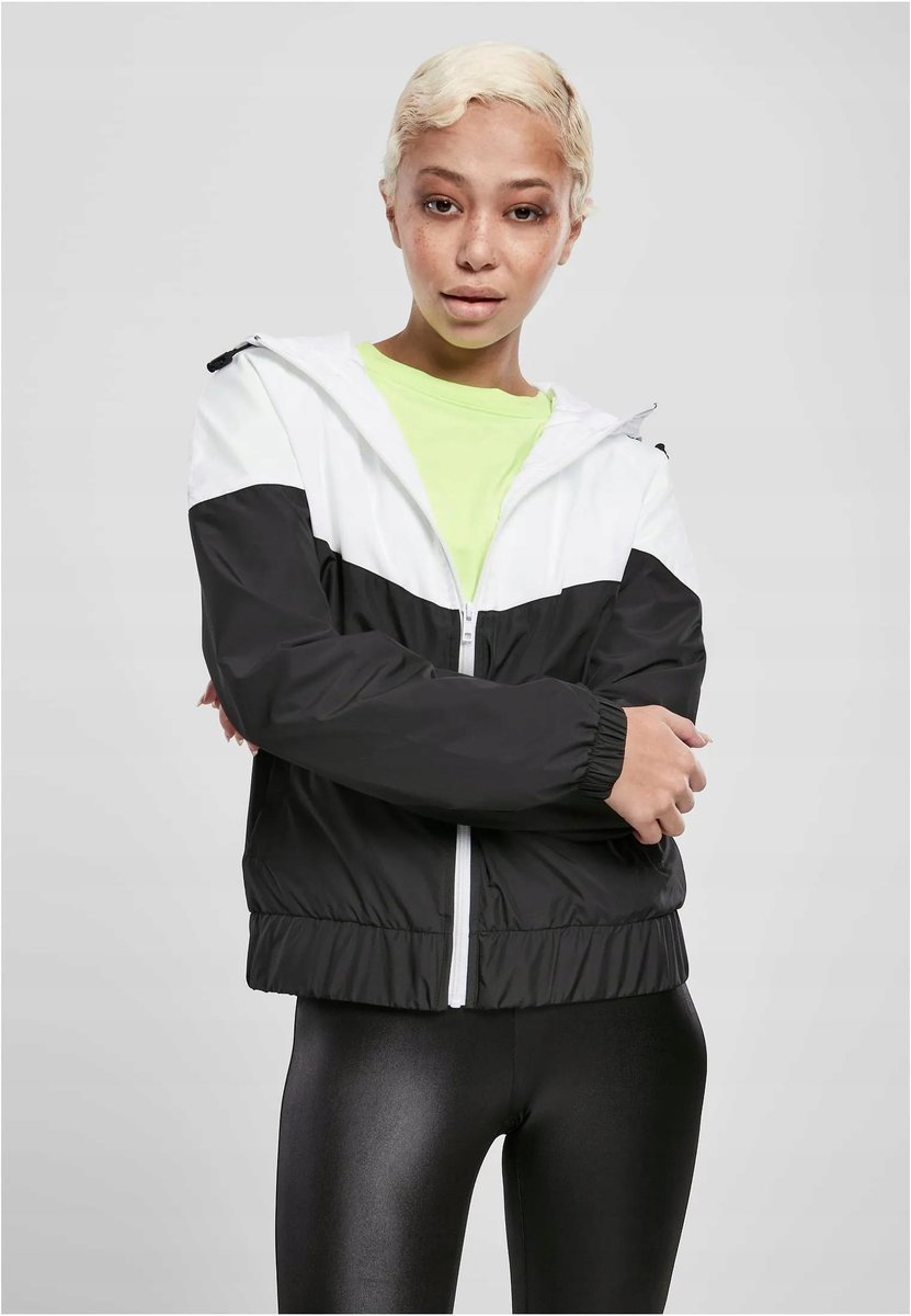 URBAN CLASSICS KURTKA DAMSKA CZARNO BIAŁA Z KAPTUREM WIATRÓWKA 5XL 17BA