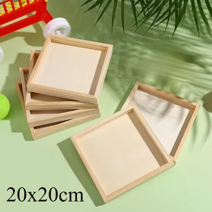 TEMU 6 Sztuk 20Cmx20Cm, DIY Craft Ręcznie Robiony Drewniany Talerz Do Malowania, Barwienia, Puzzle 3D I Projekty Artystyczne, Dekoracje Domu - Inne - miniaturka - grafika 1