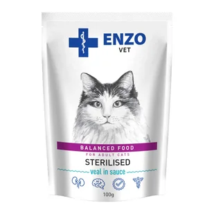 ENZO VET Sterilised  z cielęciną w sosie 100g - Mokra karma dla kotów - miniaturka - grafika 1