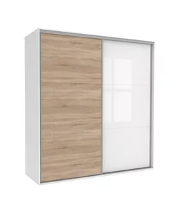 Szafa Tivoli 125X210 B/3Ds/3Bp Dąb Sonoma / Biały Połysk - Szafy - miniaturka - grafika 1
