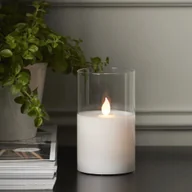 Świece - Świeca Led woskowa szklana M-TWINKLE biała 10cm ruchomy płomyk - miniaturka - grafika 1