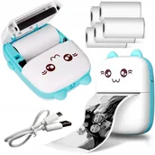 Drukarki kart i etykiet - Przenośna Drukarka Termiczna do Zdjęć Notatek Etykiet + 6szt Rolek Papieru - miniaturka - grafika 1