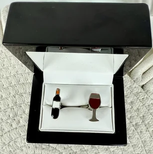 SPINKI DO MANKIETÓW koszuli drink wino kieliszek - Spinki do mankietów i krawatów - miniaturka - grafika 1