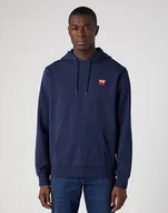 Bluzy męskie - WRANGLER SIGN OFF HOODIE MĘSKA BLUZA Z KAPTUREM NIEROZPINANA REAL NAVY W651I3XW4 - Wrangler - miniaturka - grafika 1