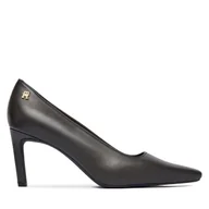 Czółenka - Czółenka Tommy Hilfiger Th Logo Lth Pump Slanted Hl FW0FW09008 Czarny - miniaturka - grafika 1