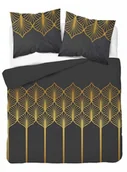 Pościel - Pościel satynowa 140x200 5225a czarna złote dodatki - miniaturka - grafika 1