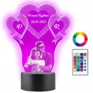 Lampy stojące - Lampka Nocna LED 3D Serca Twoje Zdjęcie Prezent Twój Napis Imię Grawer - miniaturka - grafika 1