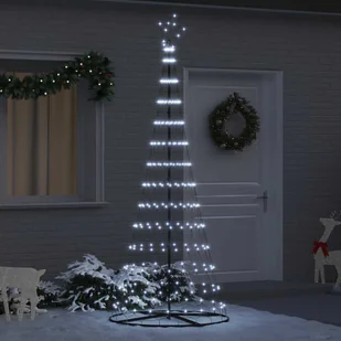 vidaXL Choinka świąteczna LED Chłodna biel 100 x 100 x 250 cm Metal - Choinki - miniaturka - grafika 1