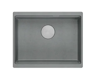 Quadron Logan 100 Zlewozmywak granitowy jednokomorowy 56x45 cm szary/stal szczotkowana HQJ6045U5_BS_U - Zlewozmywaki - miniaturka - grafika 1
