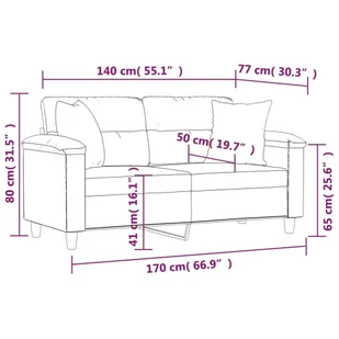 2-osobowa sofa z poduszkami, kremowa, 140 cm, mikrofibra Lumarko! - Sofy i kanapy - miniaturka - grafika 9