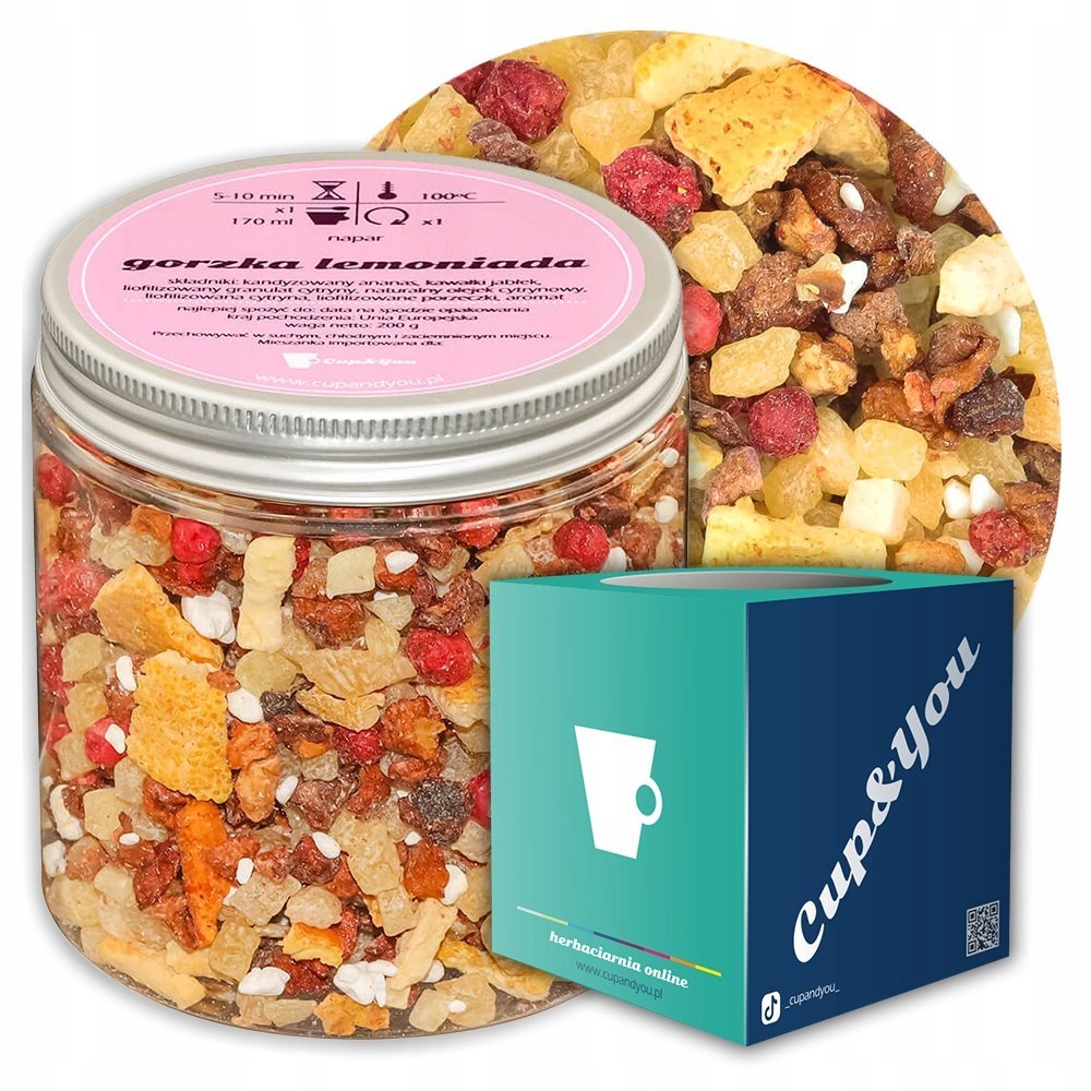 Herbata owocowa GORZKA LEMONIADA o lekko kwaśnym smaku lemoniady PREMIUM - herbata liściasta sypana mieszanka napar susz - gotowa na prezent upominek