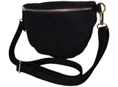 Nerki - Nerka Damska na Ramię, Skórzana Czarna Torebka Damska, Saszetka, Zamszowa - miniaturka - grafika 1