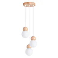 Lampy sufitowe - Lampa wisząca PEKKA 3P biała/naturalne drewno SOLLUX LIGHTING - miniaturka - grafika 1