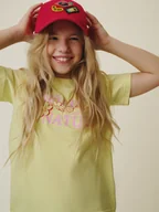 Koszulki dla dziewczynek - 4F T-shirt regular z nadrukiem dziewczęcy - żółty 158 (12-13 lat) - miniaturka - grafika 1