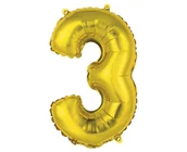 Balony i akcesoria - GoDan Balon foliowy cyfra 3, 14", złota FG-C35Z3 - miniaturka - grafika 1