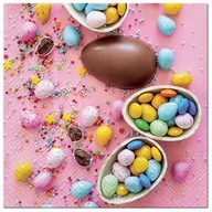 Dekoracje i nakrycia stołu na imprezę - Serwetki papierowe różowe jajka pisanki 20szt - miniaturka - grafika 1