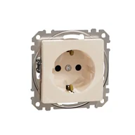 Gniazdka elektryczne - Schneider Gniazdo z/u Schuko z przesłonami SEDNA Design & Elements beżowe - miniaturka - grafika 1