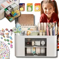 Przybory szkolne - ORGANIZER NA BIURKO PRZYBORNIK NA KREDKI MAZAKI KOMODA Z SZUFLADAMI + NOTES NAKLEJKI - miniaturka - grafika 1
