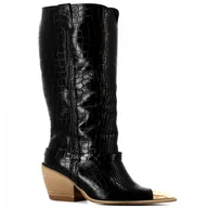 Kozaki damskie - Czarne kozaki damskie CARINII - Carinii - miniaturka - grafika 1