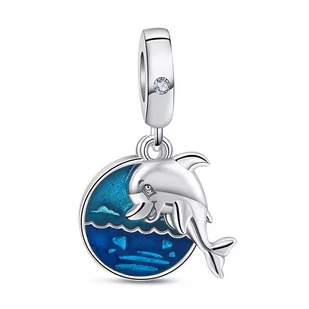 Zawieszka SREBRO 925 Charms koralik do PANDORA Delfin Morze - Wisiorki - miniaturka - grafika 1