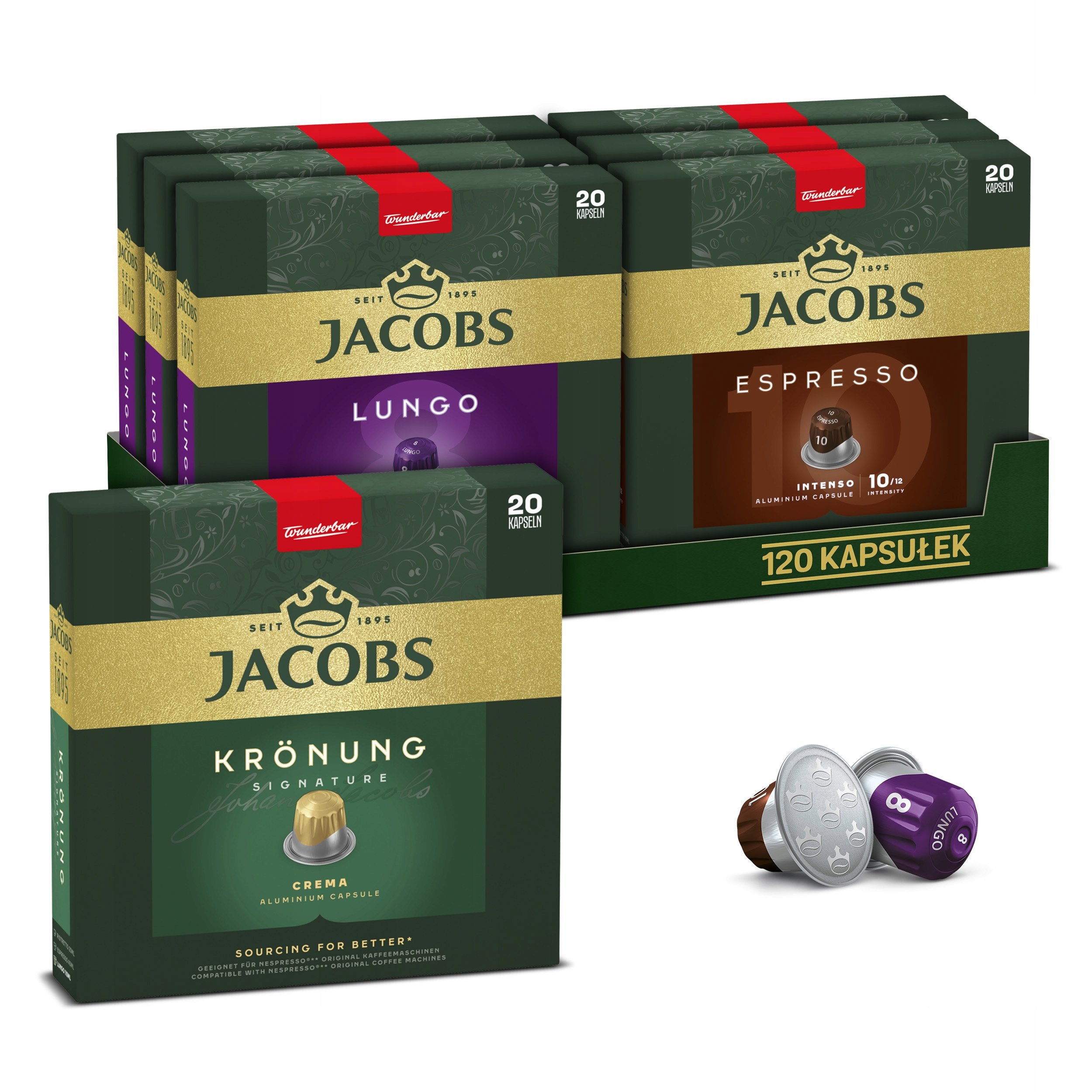 Kapsułki Jacobs do Nespresso(r)* mix rodzajów, 6+1 opakowanie Gratis!