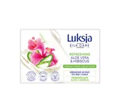 Mydła - Luksja Silk Care Odświeżające Kremowe Mydło w kostce do rąk i ciała - Aloes i Hibiskus 100g - miniaturka - grafika 1