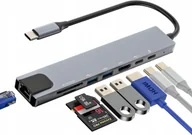 Adaptery i przejściówki - ADAPTER HUB USB 8W1 USB-C PRZEJŚCIÓWKA USB 3.0 PD HDMI SD LAN THUNDERBOLT - miniaturka - grafika 1