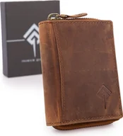Portfele - Ekavale Portfel Męski Elegancki Pionowy Mały Kieszonkowy Skórzany Wygodny RFID Vintage Brązowy - miniaturka - grafika 1