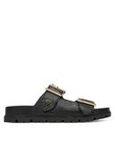 Klapki i japonki damskie - Guess Klapki FLTFST LEA03 Czarny - miniaturka - grafika 1