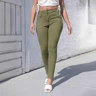 Spodnie damskie - Damskie jeansowe rurki - Zielony - miniaturka - grafika 1