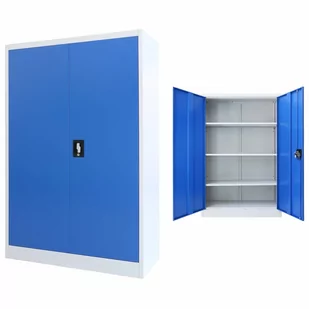 vidaXL Szafa biurowa, metalowa, 90 x 40 x 140 cm, szaro-niebieska vidaXL - Szafy biurowe - miniaturka - grafika 1