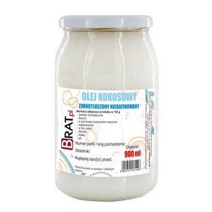 BIO Olej Kokosowy Nierafinowany 900ml - Olej spożywczy - miniaturka - grafika 1